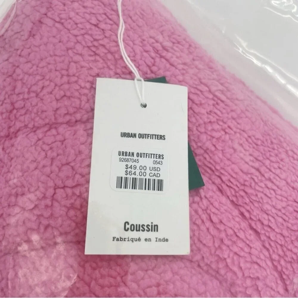 NWT Urban Outfitters Heart Puff Pink Fleece Throw Pillow
